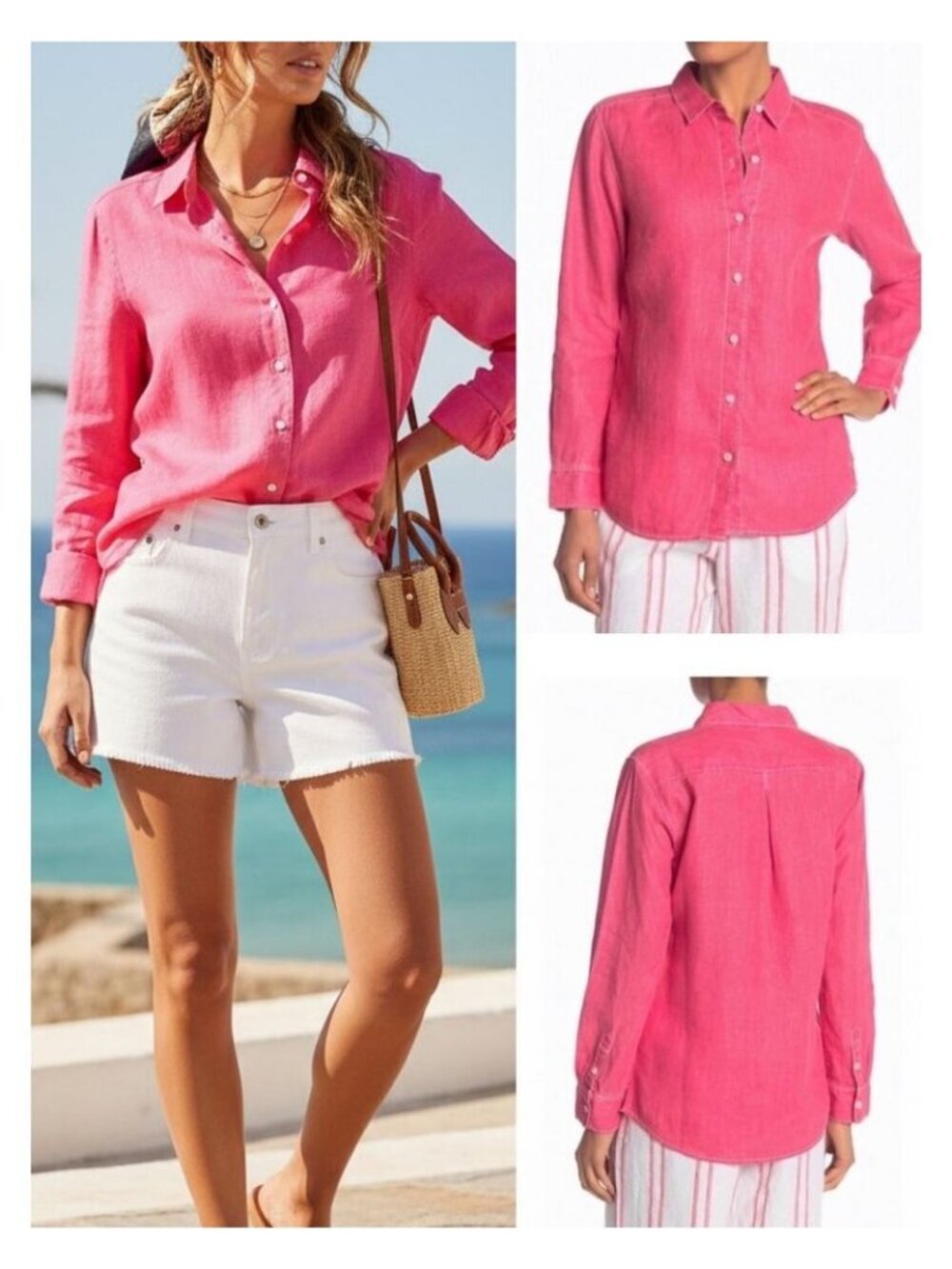 TOMMY BAHAMA 100% Linen Bahama Sea Glass Breezer Shirt Sz XS Pink